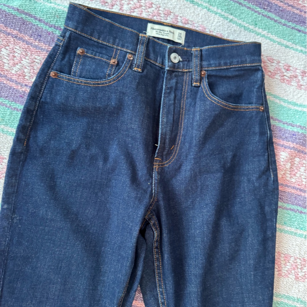 Abercrombie Dark Blue Denim Jeans the Slim Straight Ultra Hi Rise - Picture 2 of 11
